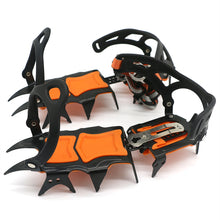 Load image into Gallery viewer, 14 Teeth Crampons Manganese Steel Climbing Gear Snow Ice Anti-Skid Climbing Shoe Grippers Crampon Traction Device Mountaineering